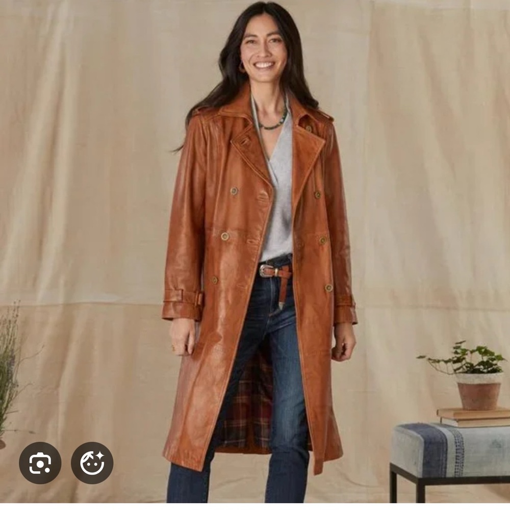 Women’s Brown Leather Trench Coat